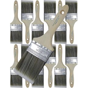 12PK 3 inch Flat Brush Premium Wall/Trim House Paint Brush Set for Professional Painter and Home Owners Painting Brushes for Cabinet Decks Fences Interior Exterior & Commercial Paintbrush.