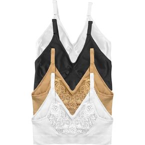 4 Pack Women’s Seamless Wireless Lace Back Unpadded Bra with Adjustable Straps