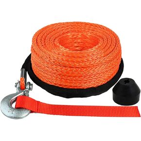 Synthetic Winch Rope,1/4" x 50' 9500LBS Synthetic Winch Line Cable Rope with Hook,Stopper,Protecing Sleeve for 4WD Off Road ATV UTV SUV Motorcycle