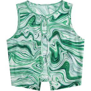 Milumia Women's Cutout Sheer Mesh Crop Tank Top Neon Rave Tops Festival