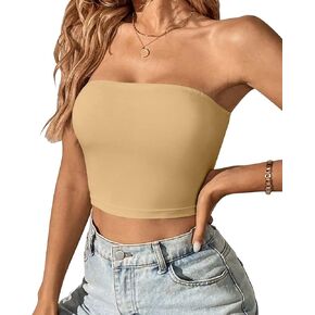 UHKZ Womens Tube Tops Strapless Crop Tops Basic Backless Sleeveless Bandeau Summer Going Out Cute Sexy 2024 Fashion Tops