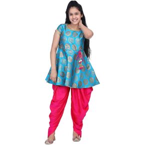 ADIVA Girl's Embroidered Patiala Suit for Kids