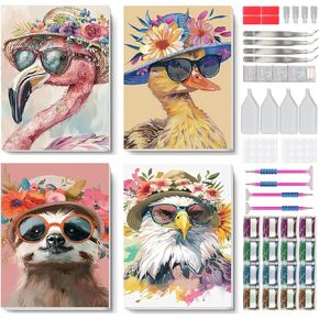 Tiwabb 4 Pack Diamond Painting Kits for Adults with Framed - Beach Diamond Art Kits for Adults DIY 5D Round Full Drill Gem Art and Crafts,for Send Gift and Home Decor 9.8x13.7in