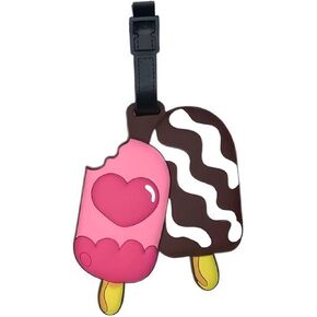 Luggage Tag Cute Funny Silicone ID Luggage Tags for Suitcases Bag Travel Accessories Perfect for Teens Adults (Ice Cream C)