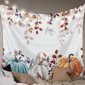 Hello Fall Tapestry Wall Hanging Pumpkin Tapestries Aesthetic Autumn Maple Leaves Wheat Tapestry for Bedroom Living Room College Dorm Room Holiday Thanksgiving Wall Decor Decorative Backdrop 40x60