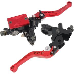 Windance Motorcycle 7/8inch 22mm Handlebar Brake Master Cylinder Clutch Lever Fit for Honda Kawasaki/Suzuki/Yamaha, Aluminum Alloy Left Right Brake Pumps (Red)