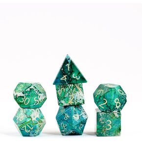 مجموعة نرد FanRoll من Metallic Dice Games مقاس 16 مم من حجر بولي DND: مصفوفة منقوشة عين النمر، لعبة لعب الأدوار للأبراج المحصنة والتنينات