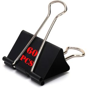 60Pack Extra Large Binder Clips 2 Inch, Big Paper Clamps for Office and Home, Black