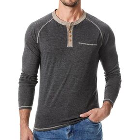 JMIERR Men's Henley Long/Short Sleeve T-Shirt Stretch Cotton Casual Pullover Tee Shirts with Pockets