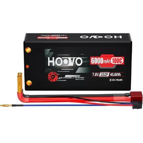 HOOVO 2S 100C 6000mAh 7.6V RC Shorty Lipo Battery High-Voltage Hard Case with Deans T Connector for RC 1/8 1/10 Scale Vehicles Car Trucks Boats(4mm Bullet)