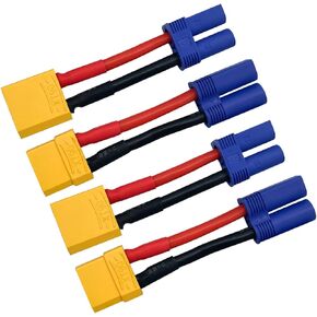 2Pairs XT90 Plug to EC5 Style Male Female Connector EC5 to XT90 Adapter for RC FPV Battery Charging ESC