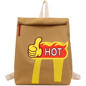 Funny Backpack Women Men Imitate Paper Bag Print Retro Large Capacity Backpack Casual Canvas Bags (Backpack)