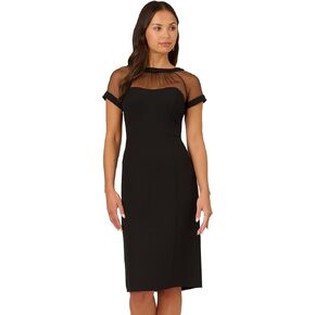 Adrianna Papell Women's Short Sleeve Sheath Dress with Illusion Details