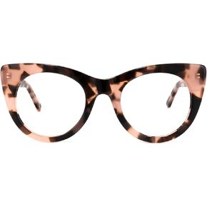 Zeelool Retro Acetate Cat Eye Glasses with Non-prescription Clear Lens Frame for Women Eutin WA292841