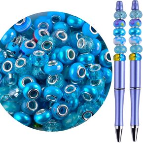 Large Hole Beads for Bracelet Jewelry Making Bulk,100pcs 15mm European Beads for Pens,Spacer Charm Lampwork Murano Glass Crystal Beads for Crafts Stakes Decoration