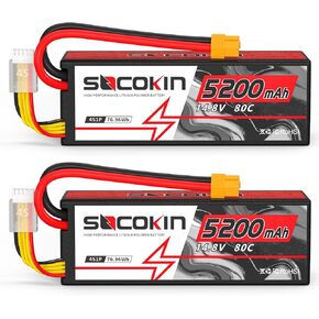 14.8V Lipo Battery 4S 5200mAh 80C with Hard Case XT60 Plug for RC Evader BX Car RC Buggy RC Boat Drones Slash 1/10 Scale Racing Truck Racing RC Heli Airplane (2 Pack)