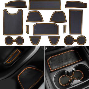 Center Console Liner for Honda HRV Accessories 2023 2024 2025, for HR-V Cup Holder Pad, Door Pocket Interior, Door Slot Mat, Non-Slip Trim, Custom Rubber Decoration Insert (14pcs, Red)