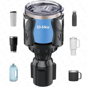 Cup Holder Expander for Car with Expandable Arm and Base, Adjustable Car Cup Holder Extender Adapter Holds Large Travel Water Bottle Yeti, Stanley, Owala, Mugs 32oz 40oz