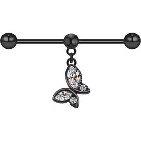 14G Stainless Steel Industrial Barbell Earrings Black Set Bar Animal Industrial Piercing Jewelry for Women Mens Cartilage Body Retainer