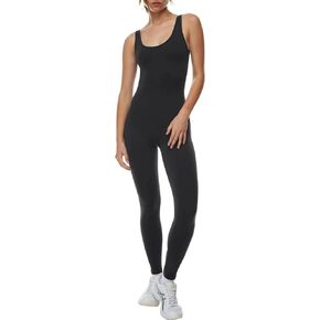 LuFeng Summer Sleeveless One Piece Jumpsuits for Women Scoop Neck Tummy Control Workout Romper Slim Fit Unitard