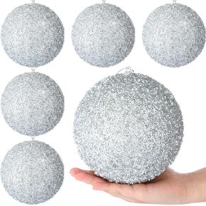 Wettarn 6 Pieces Large 6" Christmas Balls Christmas Tree Decoration Ornaments Shatterproof Balls for Birthday Easter Valentine Wedding Decorations 4th of July Memorial Day (Champagne Assorted)