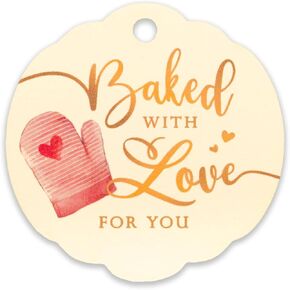 Summer-Ray 50pcs Baked with Love for You Gift Tags for Homemade Baked Goods Favors (Kraft Brown)