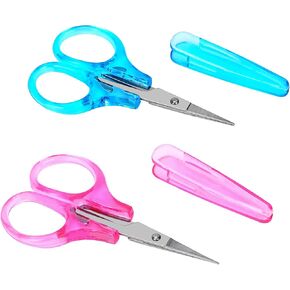 2Pcs Small Scissors All Purpose Craft Scissors Mini Detail Small Scissors Stainless Steel Scissors with Protective Cover Precision Straight Fine Tips Design for Paper Cutting,Scrapbooking