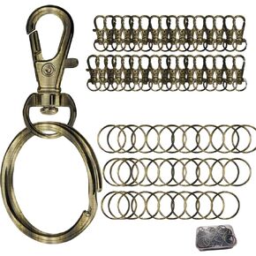 Keychain, 68PCS Swivel Snap Hooks with Key Rings, Metal Lobster Claw Clasp,34PCS Keychains Clips Hooks and 34PCS Key Chain Rings,Keychain Rings for DIY Crafts,Jewelry Making Silver/Mix