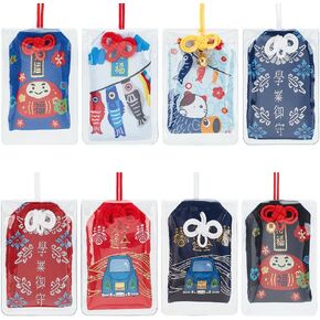 WEBEEDY 8 Styles Japanese Omamori Amulet Good Luck Charms Handmade Traditional Japanese Charms Hanging Sachet for Blessing Health Fortune Wealth Success Lucky Gifts for Men Women(Assorted Color)