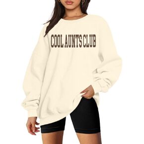 LUKYCILD Aunt Sweatshirt Women Cool Aunts Club Sweatshirts Oversized Auntie Shirt Funny Letter Print Pullover Aunt Gifts Top