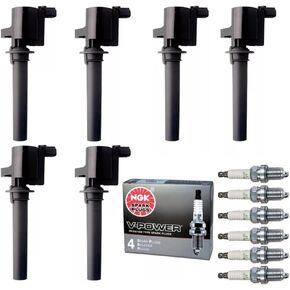 Ignition Coil Pack DG500 FD502 & NGK Spark Plug Replacement For Ford Escape Five Hundred 500 Freestyle Taurus Mazda Tribute Mercury Mariner Montego Sable 3.0 V6 2000-2008