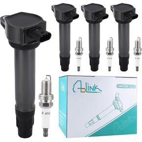 AULNIK UF557 Ignition Coil Pack Set of 4 & BY481ZFR5F 2477 Spark Plugs (1.8L 2.0L 2.4L) For Chrysler 200 Cirrus Sebring,For Dodge Avenger Caliber Journey,For Jeep Compass Patriot 2007-2017