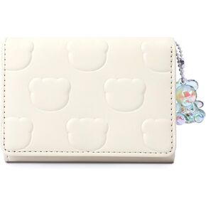 Cute Tri-Folded Wallet Cute Animal PU Leather Aesthetic Wallet Fashion Purse with Cash Pocket Card Slot Holder ID Window for Ladies and Women