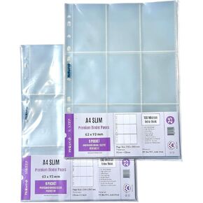 K-KEEP A4 Slim 9 Pocket Premium Single Sided Kpop Photocard Binder Pages, 63x93mm Pocket Size, 11 Holes, 100 Micron, Generic Fit 3 Ring Office Binder and 4 Ring Binder, 50 Pages Set