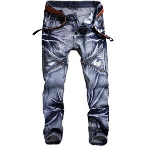 Jeans Men Stretch Slim Fit Straight Ripped Denim Pants Cowboy Comfy Flex Fashion