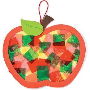 Fun Express Apple Tissue Paper Sign Craft Kit - Makes 12 - DIY Fall Crafts for Kids