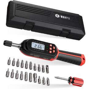 VANPO Digital Torque Screwdriver 2.66-53.1 in-lbs/0.3-6 Nm, Adjustable Screwdriver Torque Wrench Set with Buzzer/LED Indicator Notification for Bike Repairing, Tools, Maintenance and Mounting