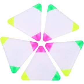 VOSAREA 6pcs Triangle Highlighters 3 in 1 Fluorescent Marker Pen 3 Colors Writing Coloring Pens Brush Tip Highlighter for Note Taking Coloring Books Planning Art Project