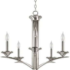Kira Home Lillie 25" Contemporary 5-Light Candle Chandelier Lighting Fixture, Adjustable Hanging Height, Warm Brass Finish