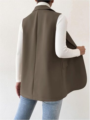 GORGLITTER Women's Long Vest Sleeveless Button Up Work Office Cardigan Blazer Vest in Kuwait