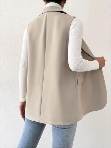 GORGLITTER Women's Long Vest Sleeveless Button Up Work Office Cardigan Blazer Vest in Saudi Arabia