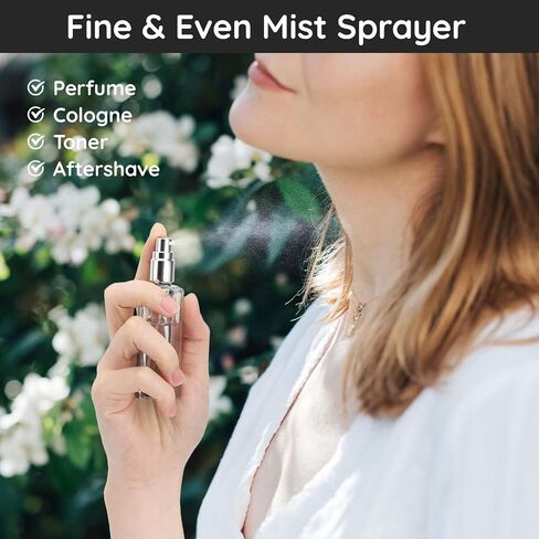 زجاجة عطر قابلة لإعادة التعبئة سعة 20 مل من Segbeauty للسفر، قطعتان من زجاجات رذاذ زجاجية فارغة، بخاخة رذاذ دقيقة مضادة للتسرب بجيب صغير لمجموعة حاوية العطور وموزع الكولونيا وملحقات السفر in Saudi Arabia