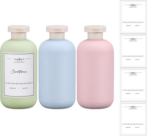 3 PACK Travel Shampoo Bottle, Empty Plastic Squeeze Bottles 6.8oz with Flip Cap, Lotion Container for Toiletries in Kuwait