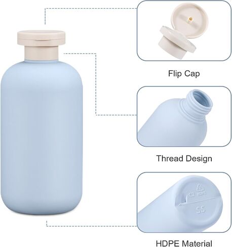 3 PACK Travel Shampoo Bottle, Empty Plastic Squeeze Bottles 6.8oz with Flip Cap, Lotion Container for Toiletries in Kuwait