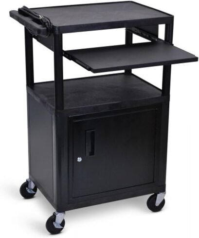 FSE Luxor 373-LP42CLE-B 42 بوصة H AV Cart - 3 أرفف خزانة أمامية قابلة للسحب in Saudi Arabia