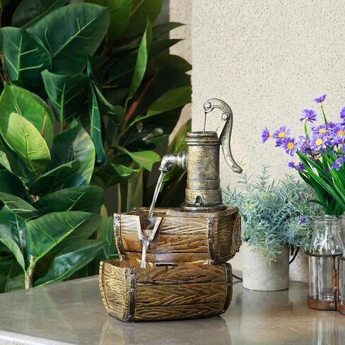 Alpine Corporation YHL428 Alpine 19" Tall White Barrels & Faucet Tabletop Decoration Fountain in Saudi Arabia