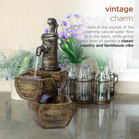 Alpine Corporation YHL428 Alpine 19" Tall White Barrels & Faucet Tabletop Decoration Fountain in Saudi Arabia