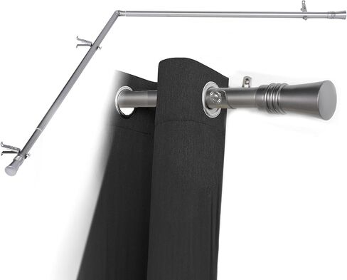Adjustable Silver Corner Curtain Rod 36-72 Inch for Windows – Decorative Curtain Rods with 360° Rotating Connector Fit All Curtain Types / Rooms in Saudi Arabia