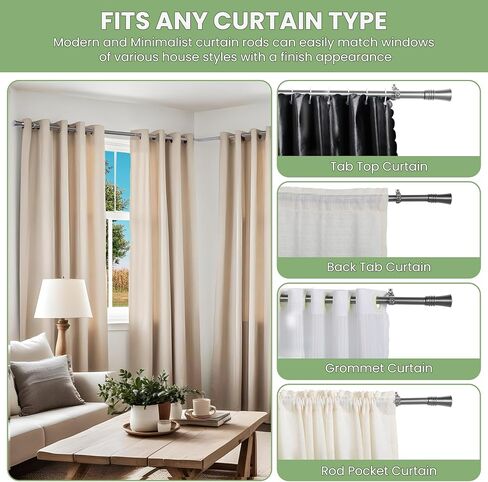 Adjustable Silver Corner Curtain Rod 36-72 Inch for Windows – Decorative Curtain Rods with 360° Rotating Connector Fit All Curtain Types / Rooms in Saudi Arabia