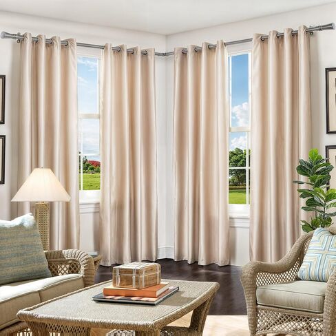 Adjustable Silver Corner Curtain Rod 36-72 Inch for Windows – Decorative Curtain Rods with 360° Rotating Connector Fit All Curtain Types / Rooms in Saudi Arabia